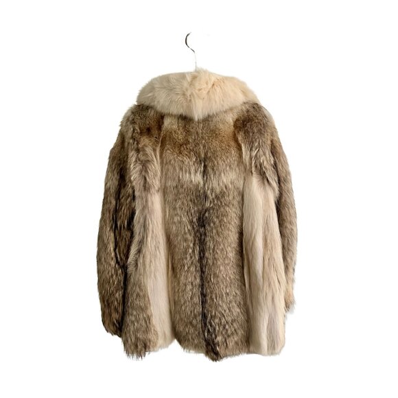 Genuine Coyote Fur Coat with Fox Trim | Vintage  – Med – Gorgeous Plush & Soft - Picture 2 of 16